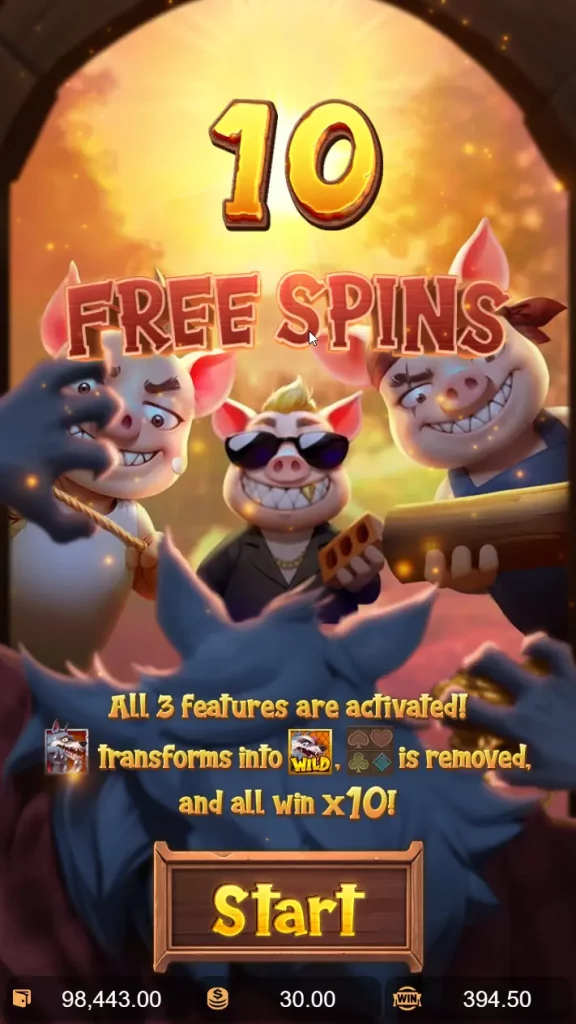 Three Crazy Piggies bonus game