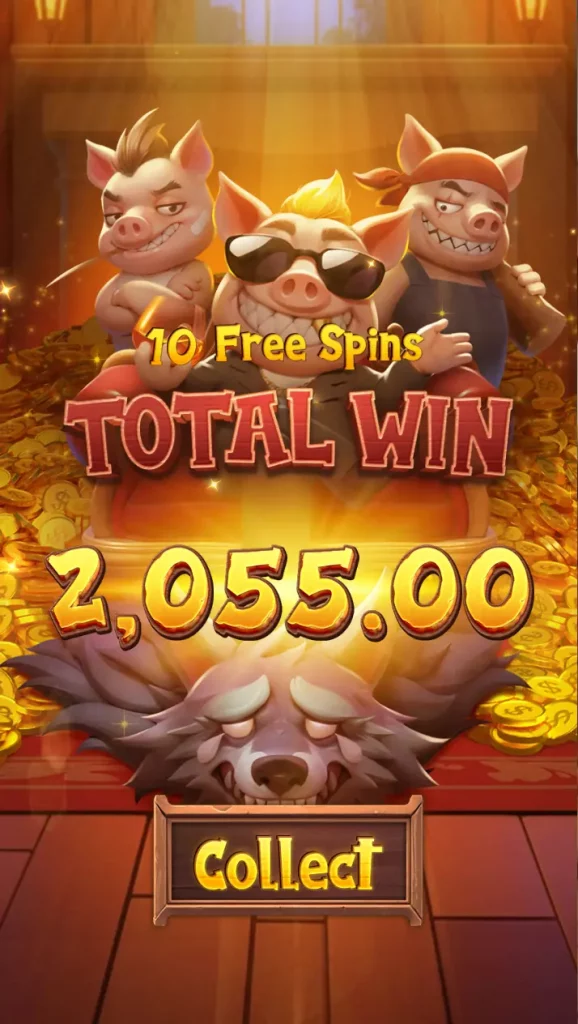 Three Crazy Piggies total win